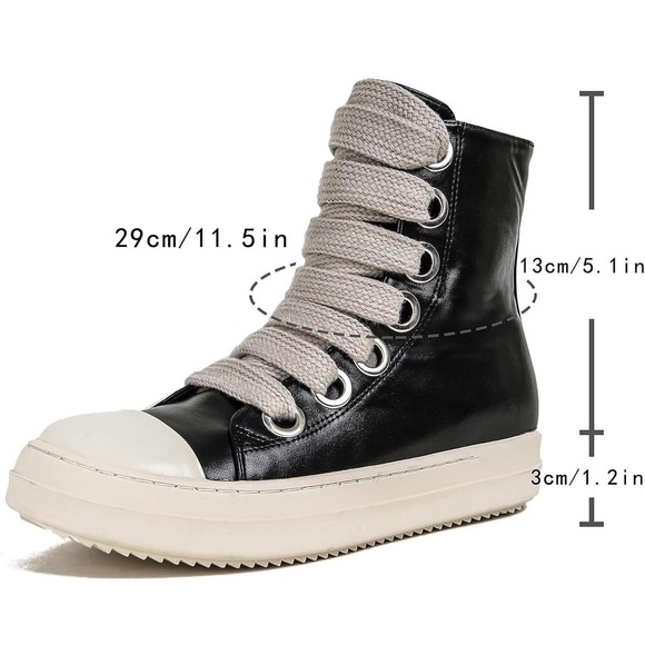 Impremey Unisex Black High Top Sneakers Platform Chunky Lace Up Side Zipper Sz 8 - Picture 4 of 16